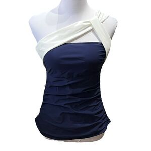 Tempt Me Women’s Navy And White Tankini,‎ Size L, NWT